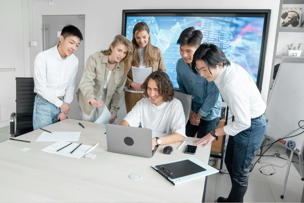 Students working on projects